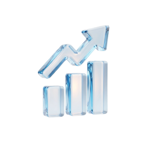 개선을 상징하는 3D 상승 차트 아이콘